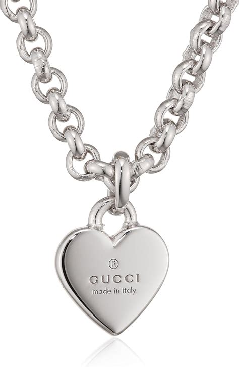 silver gucci necklace free shipping|heart necklace with Gucci trademark.